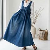 Retro Denim Maxi Dress
