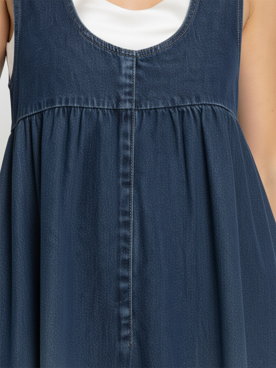 Retro Denim Maxi Dress