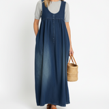 Retro Denim Maxi Dress