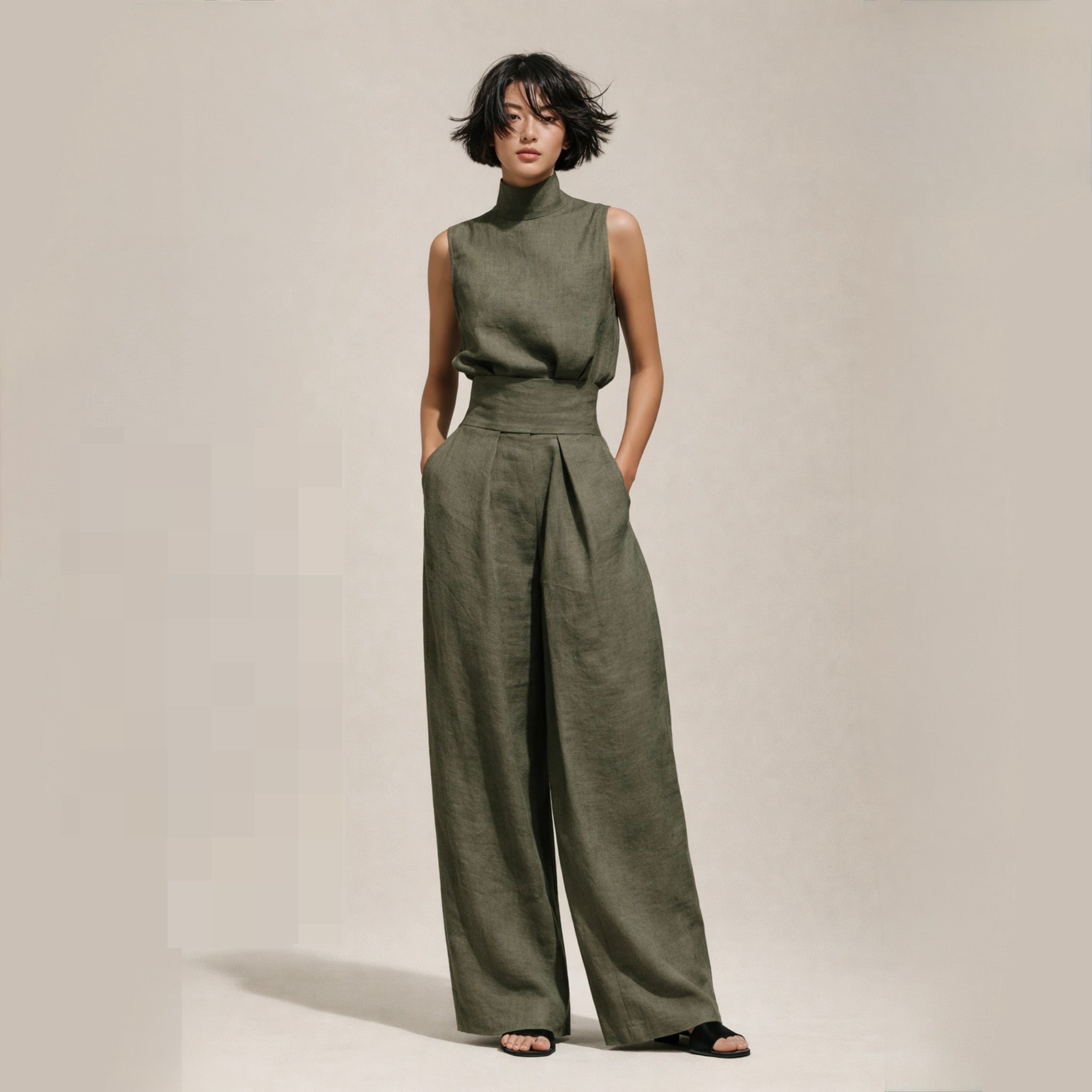Elegantiškas Jumpsuit'as su Aukštu Liemeniu