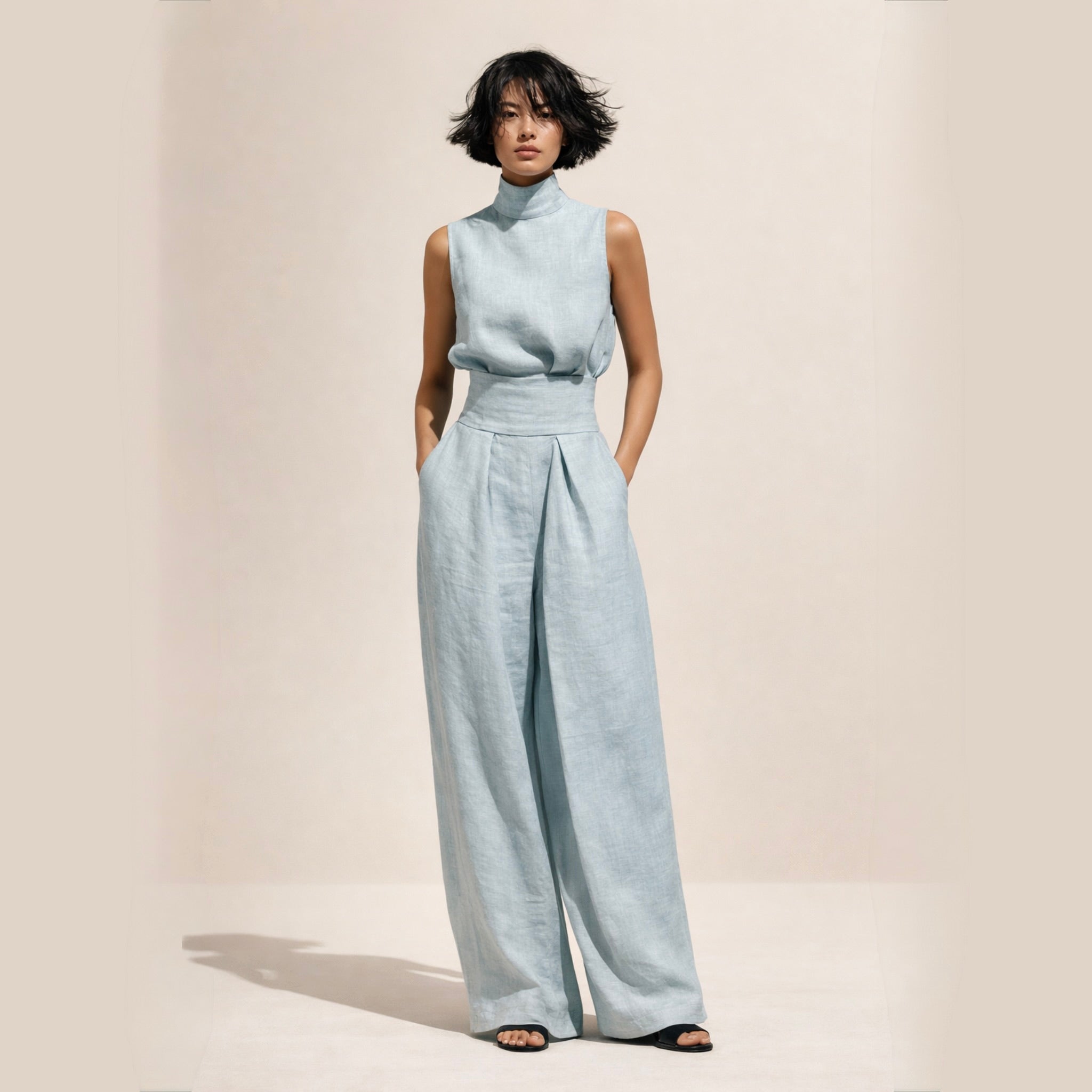Elegantiškas Jumpsuit'as su Aukštu Liemeniu